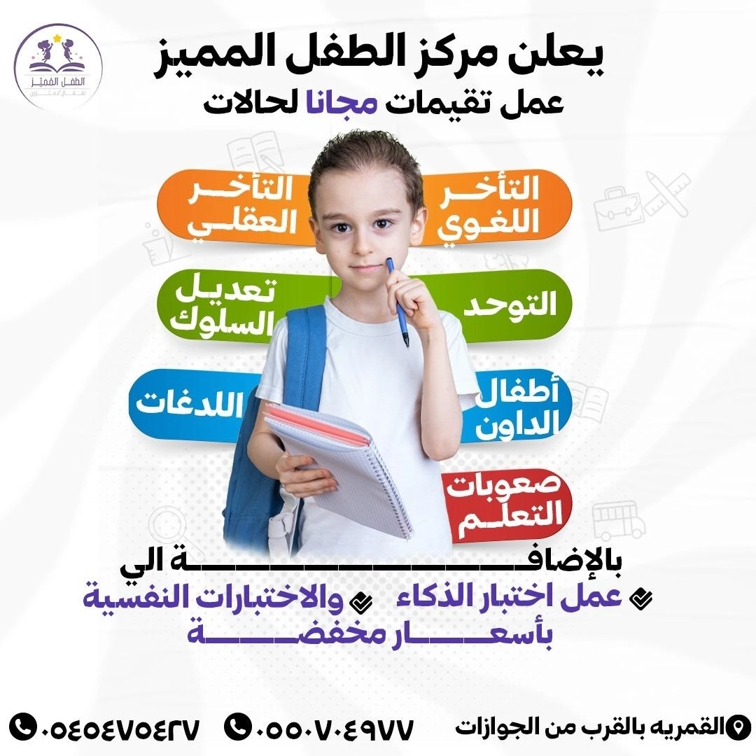مركز الطفل المميز للتخاطب وتنميه المهارات اشراف د / هبة احمد
